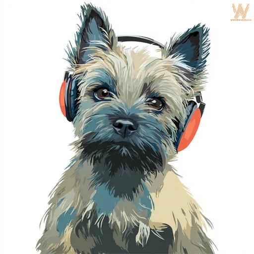 Bichon Frisé Wearing Pink Headphones