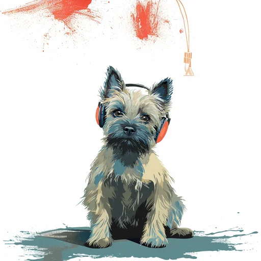 Bichon Frisé Wearing Pink Headphones