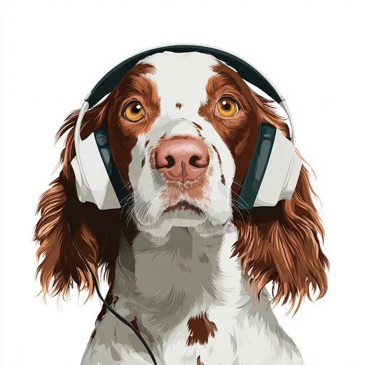 Bichon Frisé Wearing Pink Headphones