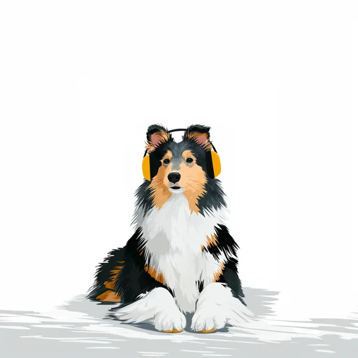 Bichon Frisé Wearing Pink Headphones