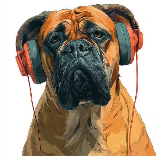 Bichon Frisé Wearing Pink Headphones