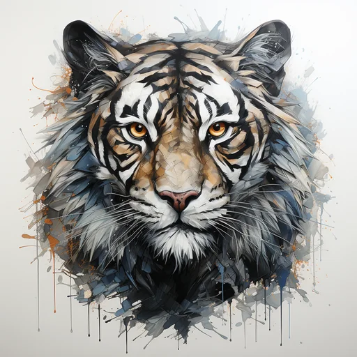 Abstract Picasso-Style Tiger Head Painting