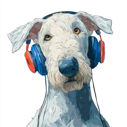 Bichon Frisé Wearing Pink Headphones