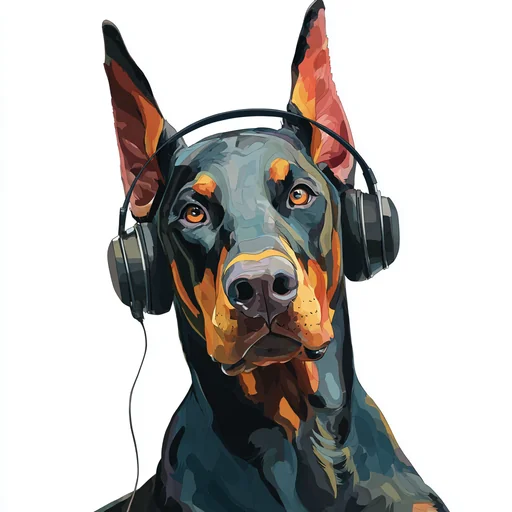 Bichon Frisé Wearing Pink Headphones