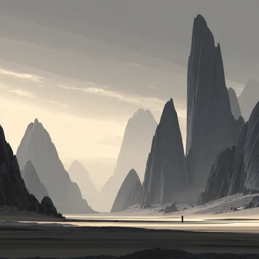 Monotone Underworld Desert with Tall Mountains