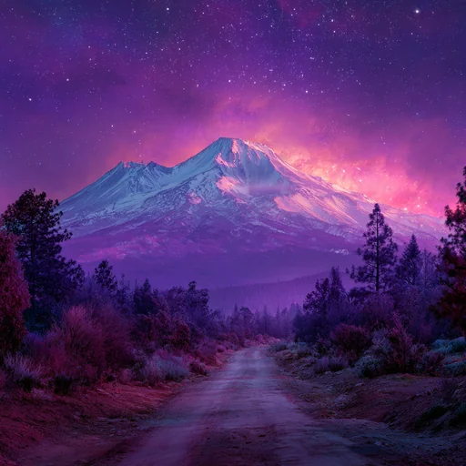 Mount Shasta Illuminated by Violet Flame