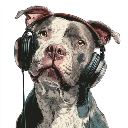 Bichon Frisé Wearing Pink Headphones