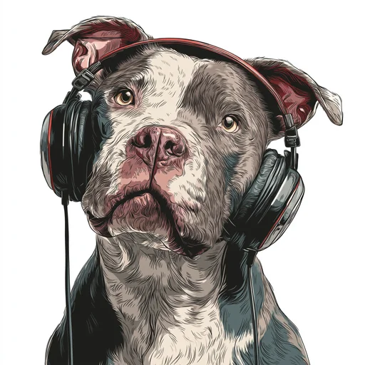 Bichon Frisé Wearing Pink Headphones