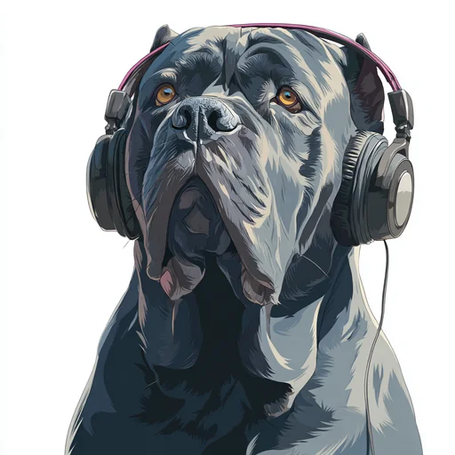 Bichon Frisé Wearing Pink Headphones