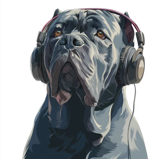 Bichon Frisé Wearing Pink Headphones