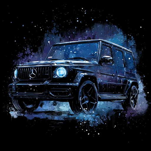 Digital Art of Black Mercedes-Benz G-Class SUV