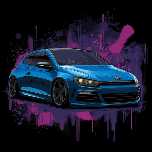 Blue Volkswagen Scirocco Illustration