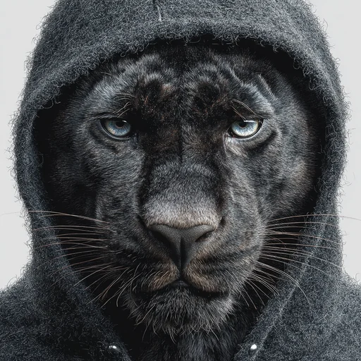 Hooded Black Panther Portrait