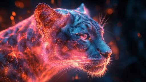 Fierce Wild Cats in Cosmic Light