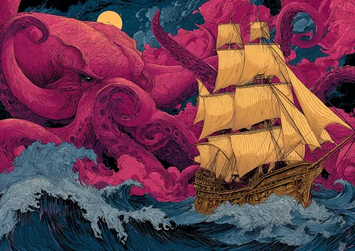 Monstrous Octopus-Coelacanth Attack