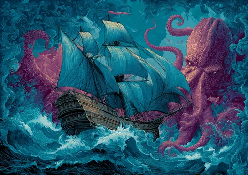 Monstrous Octopus-Coelacanth Attack