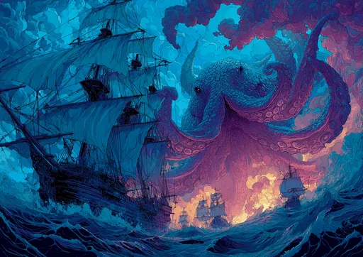 Monstrous Octopus-Coelacanth Attack