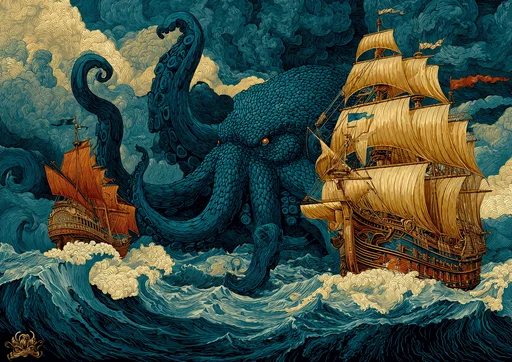 Monstrous Octopus-Coelacanth Attack