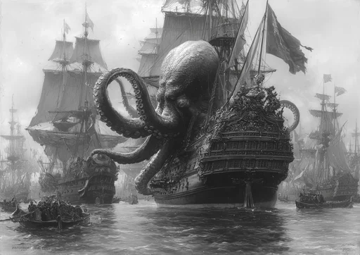 Monstrous Octopus-Coelacanth Attack