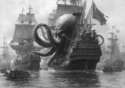 Monstrous Octopus-Coelacanth Attack