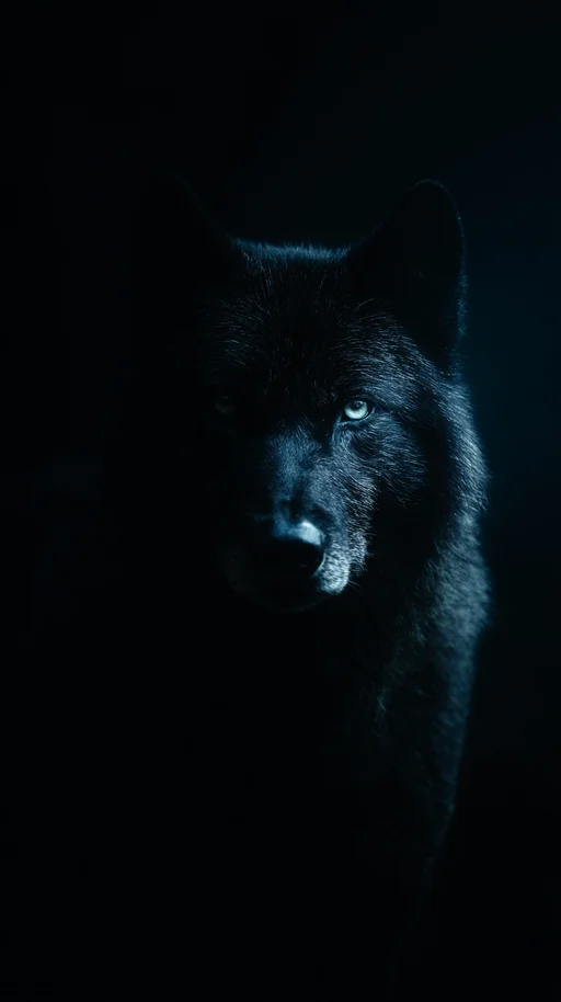 Mysterious Dark Wolf Portrait