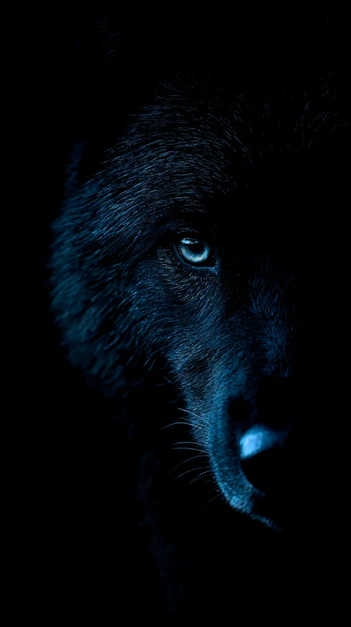 Mysterious Dark Wolf Portrait