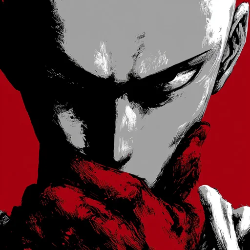 Saitama in Bold Red Monochrome